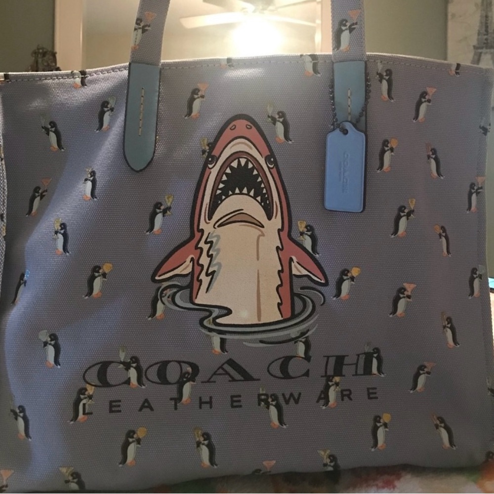 Coach Blue Shark Tote Bag